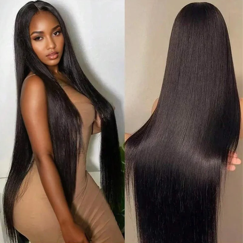 

36 40 дюймов 200 Плотность Bone Straight 13X6 Hd Парик фронтальной части шнурка 13X4 Прозрачный кружевной фронт Предварительно выщипанные 100% человеческие волосы для женщин