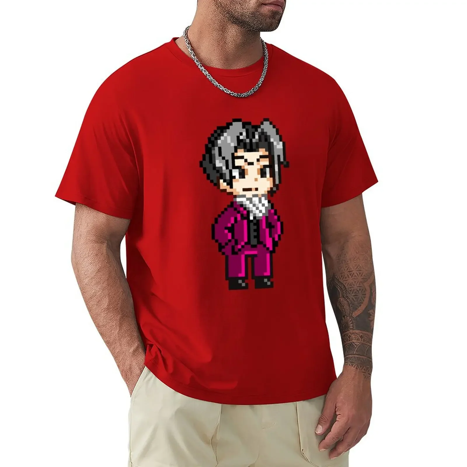 Miles Edgeworth Pixel Sprite T-shirt cute clothes hippie  quick drying plain white t shirts men