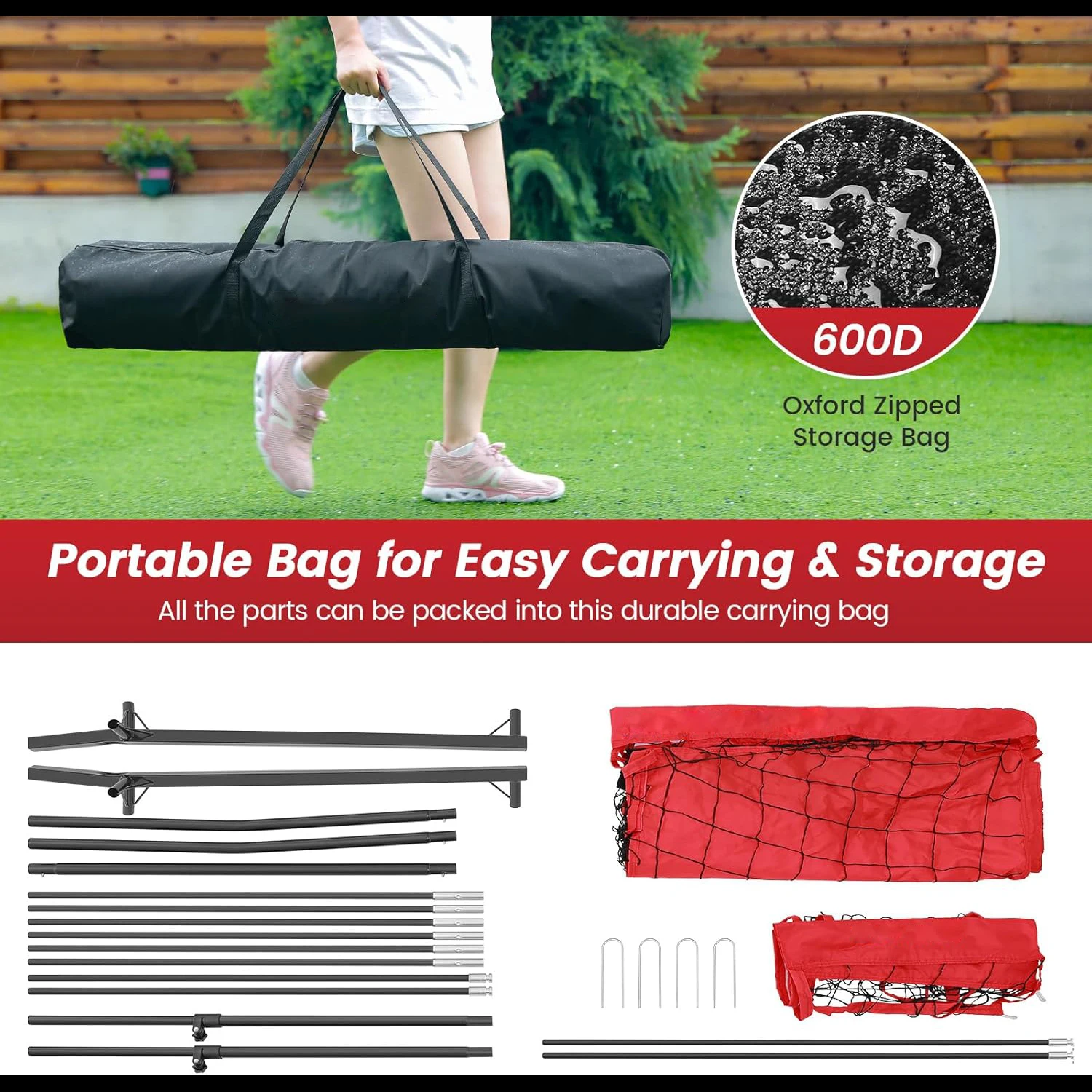 

Волейбольная сетка для пляжа и портативная регулируемая портативная стальная подставка, набор для волейбольной сетки, тенниса, бадминтона премиум-класса