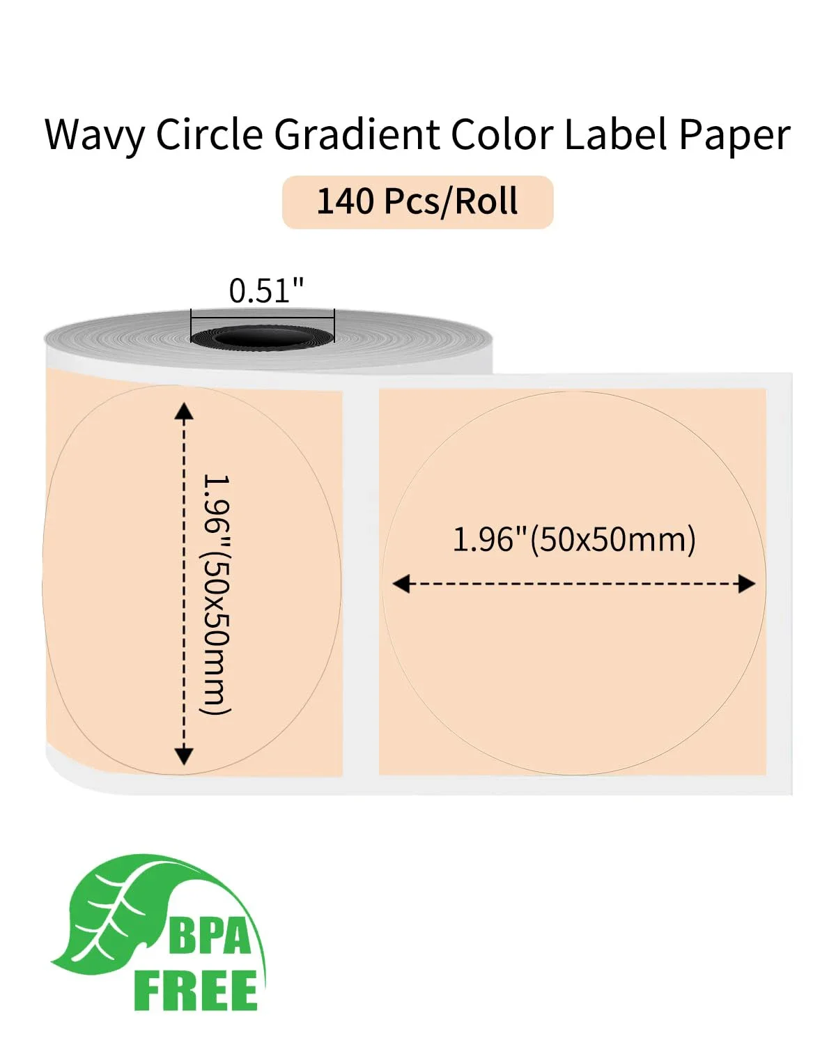 1Roll Ronde Cirkel Thermisch Papier 50x50mm Label sticker Kleine Bedrijven Zelfklevende Etiketten Papier voor M110/M110S/M120/M200/M220