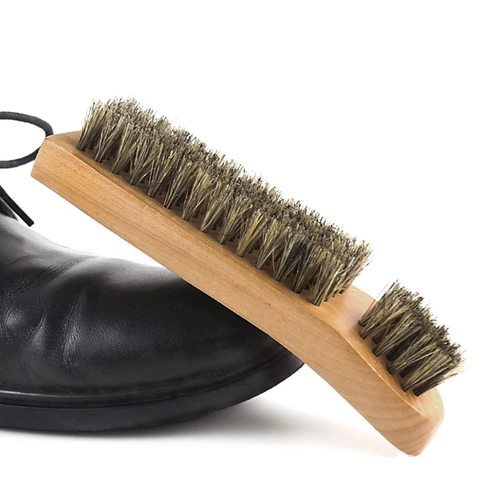 

2pcs Shoe Brush Wood Handle Bristle Cleaning Tool Arc-Shaped Durable Comfortable For Home Store Use Burlywood Color
