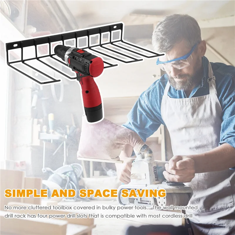 A25I-Power Tool Organizer Drill Storage Rack Shelf Wall Mounted Heavy Duty Power Drill Holder For Drill Charging Station