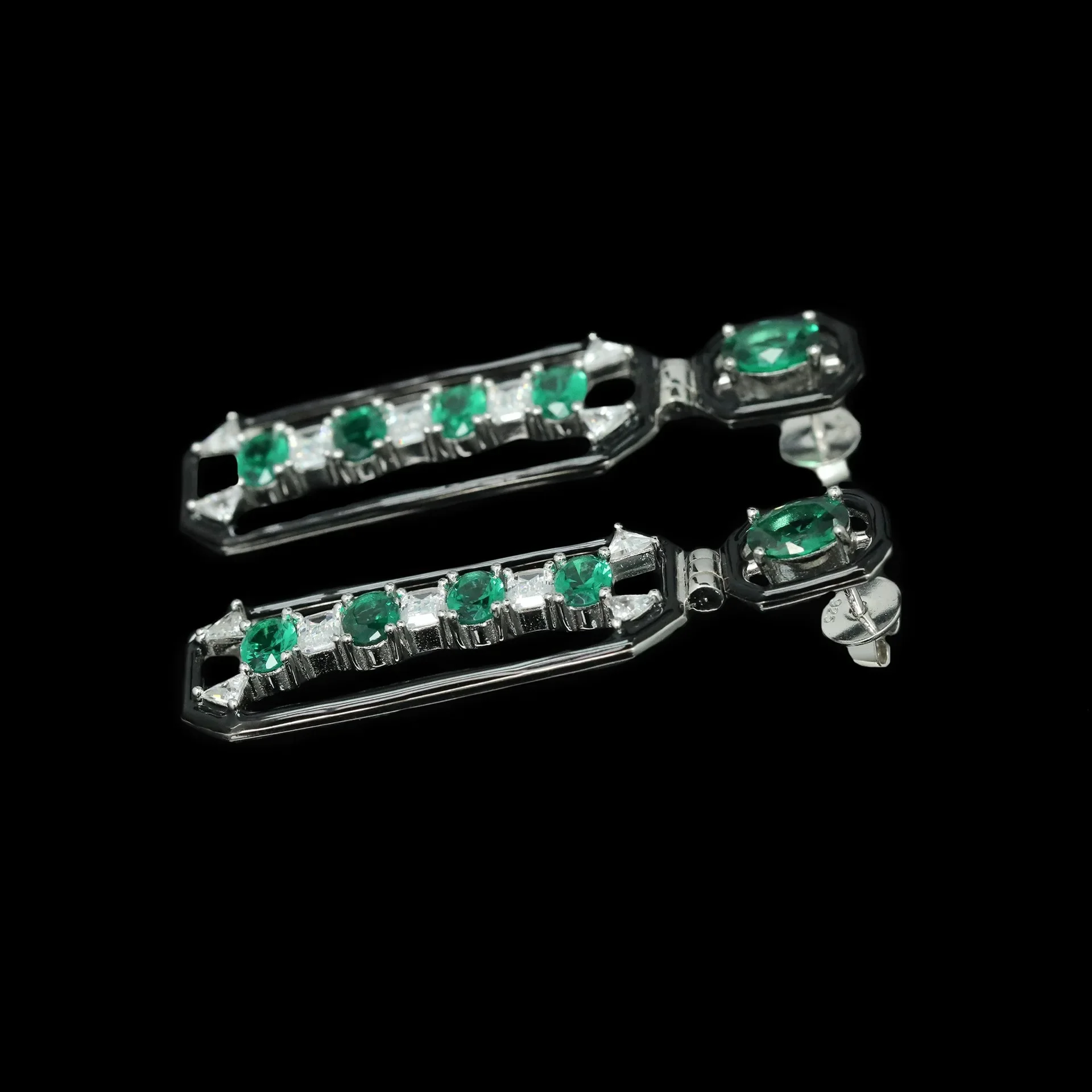 Cmajor 925 gioielli in argento sterling verde smeraldo laboratorio pietra orecchini lunghi regalo per le donne