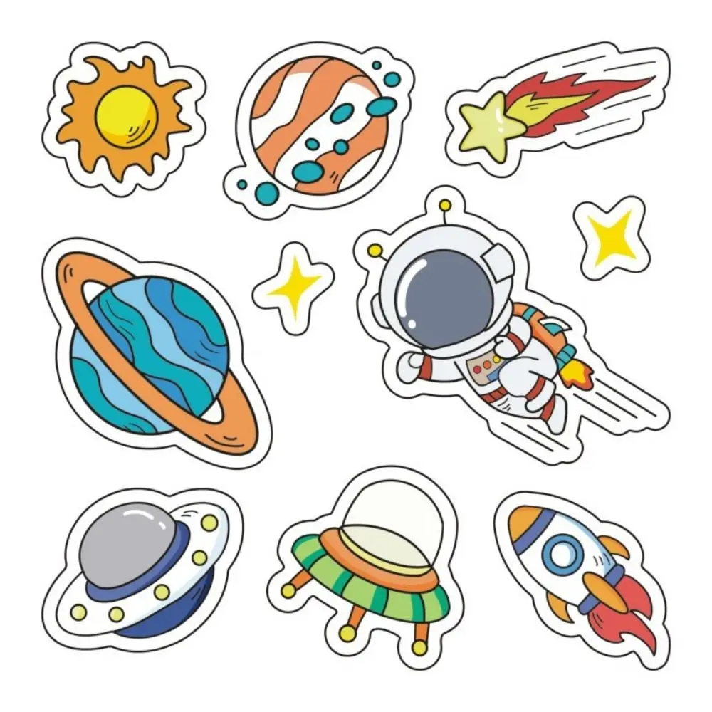 1/10Pcs Cute Cartoon Patterns PVC Stickers Space Astronaut Colorful Notebook Decoration DIY Scrapbook Decor