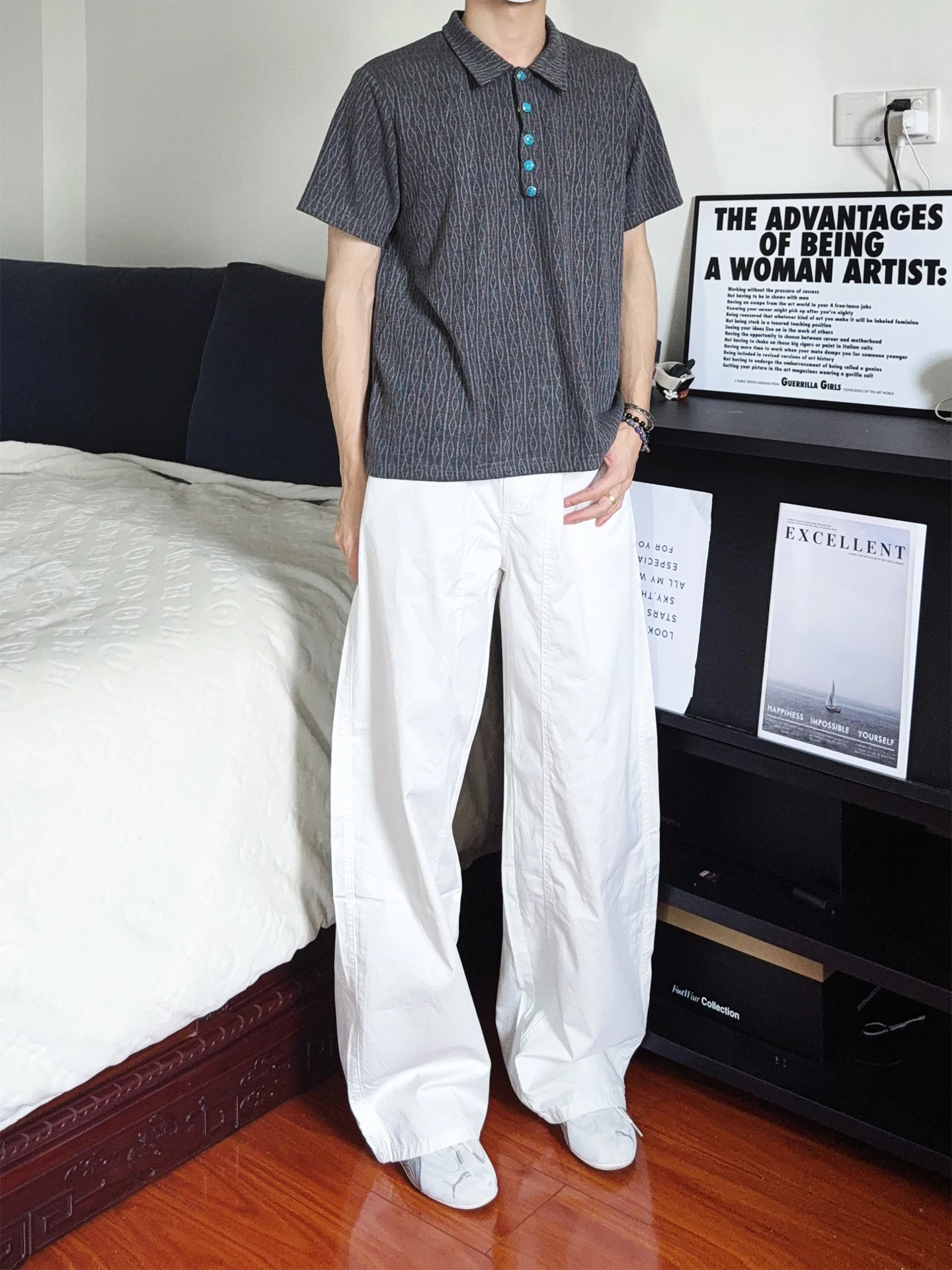 

Slim Fit Straight Leg Casual Pants Men Women Summer Thin White Knife Casual Pants Youth Active Sle mid Waist Zipper