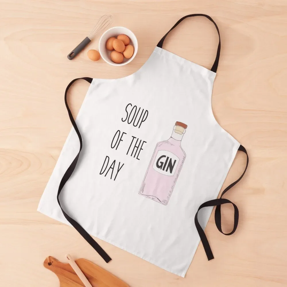 Quirky gin lover gift - Pink gin - Soup of the day gin Apron Kitchen Utensils Chef Uniform Woman Apron