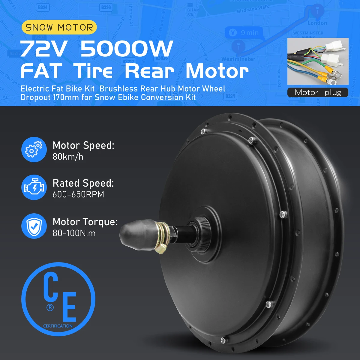 محرك دراجة كهربائية 72 فولت 50 - مراجعة 5000W Hub Motor Kit 72V وسعره