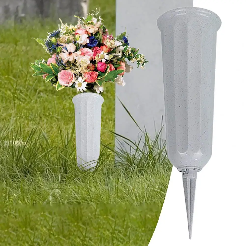 1pc Cemetery Flower Vase Memorial Floral Flower Vase T-shape Detachable Plastic Outdoor Grave Cemetery Vases With Spike For Park