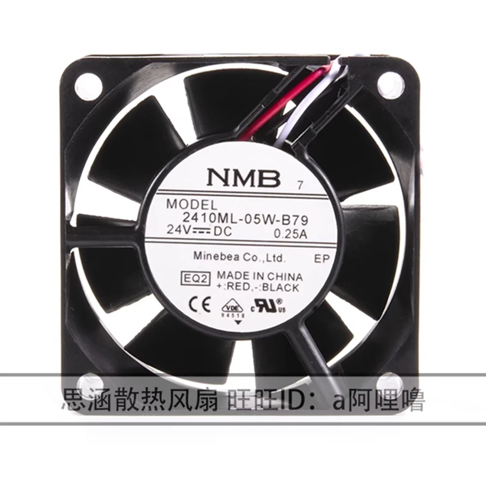 

For NMB 2410ML-05W-B79 DC 24V 0.25A 6800RPM 3 Wires Alarm Cooling Fan 6025 6CM 60*60*25mm