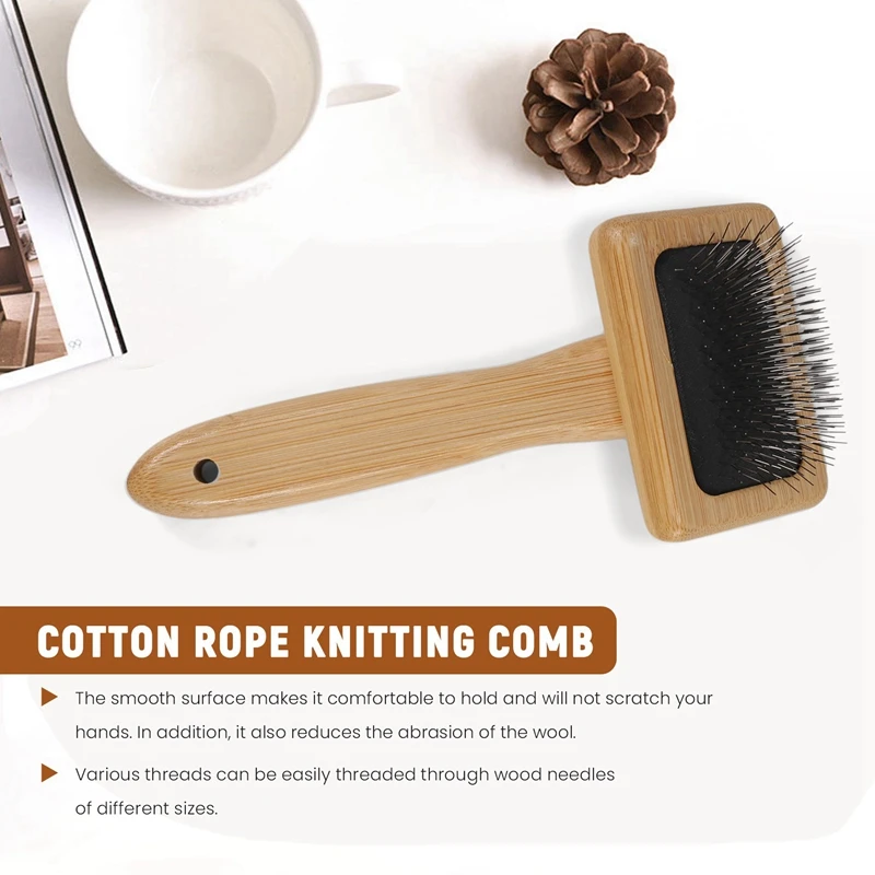 Tapestry Weaving Comb Macrame Slicker Brush Cotton Rope Open Knot Comb Knitting Accessories DIY Braided