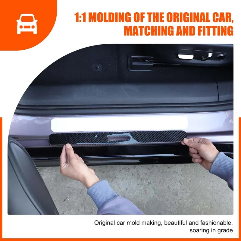 

For Xiaomi SU7 2024+car Interior Modification Accessories Soft Carbon Fiber Automotive Front Door Threshold Strip Stickers