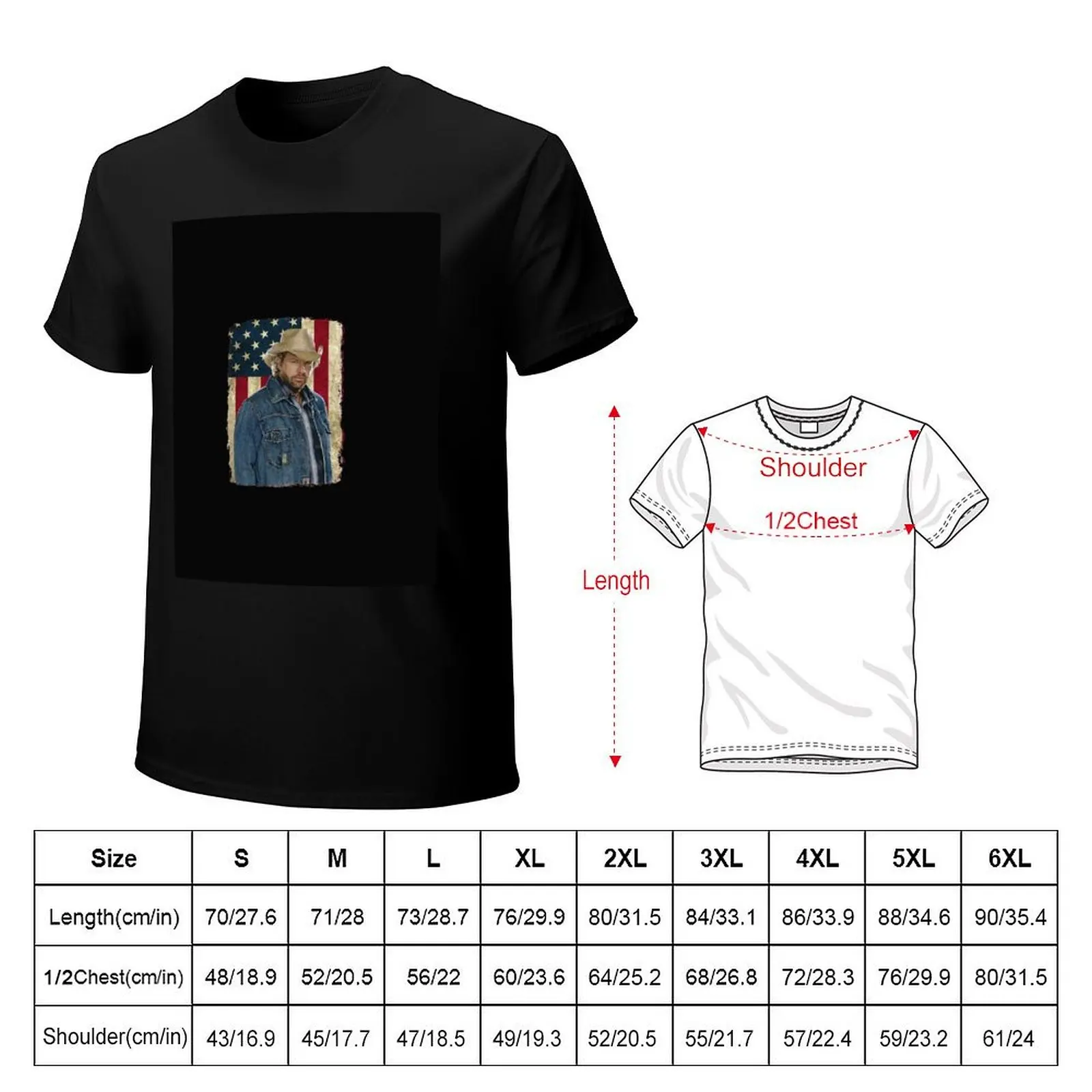 Vintage American Flag Toby Keith Singer Music T-Shirt Basic Regular Fit Casual T-Shirt