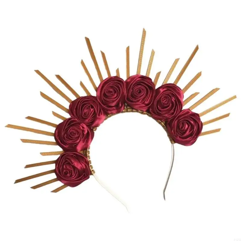 

PXPB Punk Flower Headband Artistic Spiked Hair Hoop Gothic Rock Headwear for Cosplay Unisex Rock Spiked Headwear Accessory