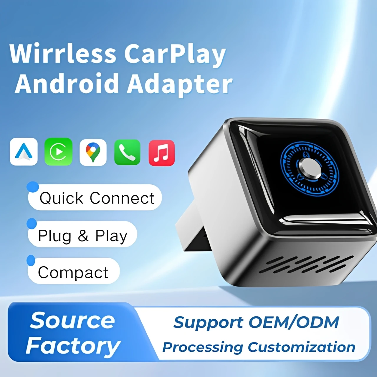 

Новый мини-беспроводной адаптер CarPlay Android Auto USB-ключ Plug Play Bluetooth Wi-Fi с автоматической кнопкой подключения для 98% автомобилей