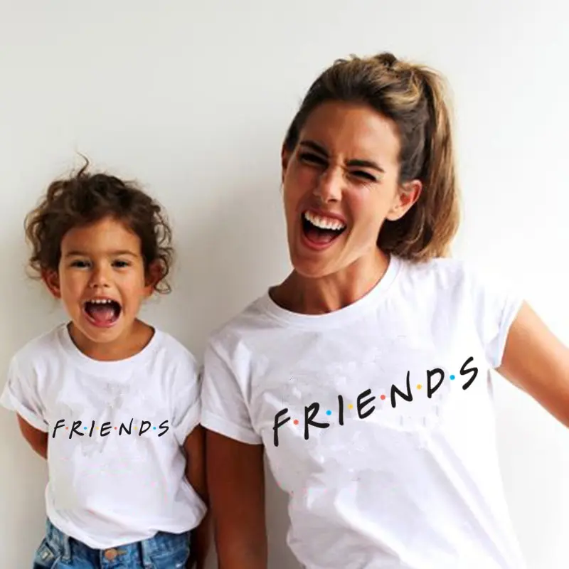 

FRIENDS Printed T-shirt Mom and Daughter Matching Clothes Casual Family Look Kids Tshirt+Mom T Shirt Matching Family Outfits