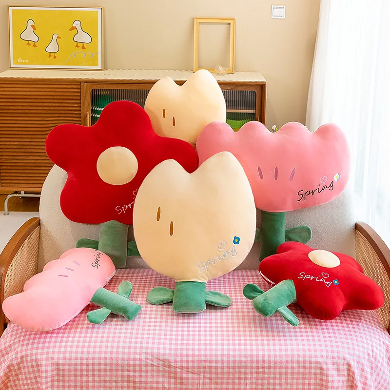 Pillow Originality New Little Red Flower Pillows Office Headrest Cartoon At Home Decoration Home Textile Creative