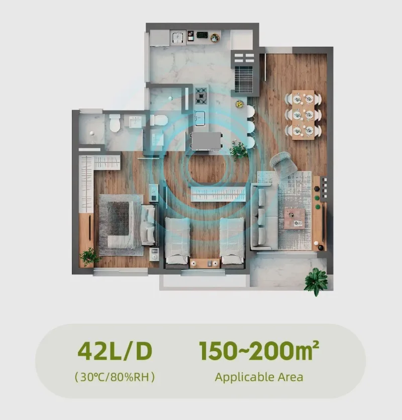 42 L/D Residential Apply Ceiling-Mounted Built-in Dehumidifier Fresh Air Dehumidification Purification Machine