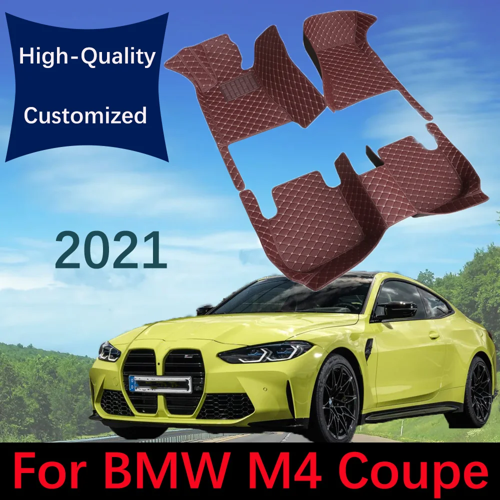 

Custom Leather Car Floor Mats For BMW M4 Coupe 2021 Automobile Carpet Rugs Foot Pads Interior Accessories