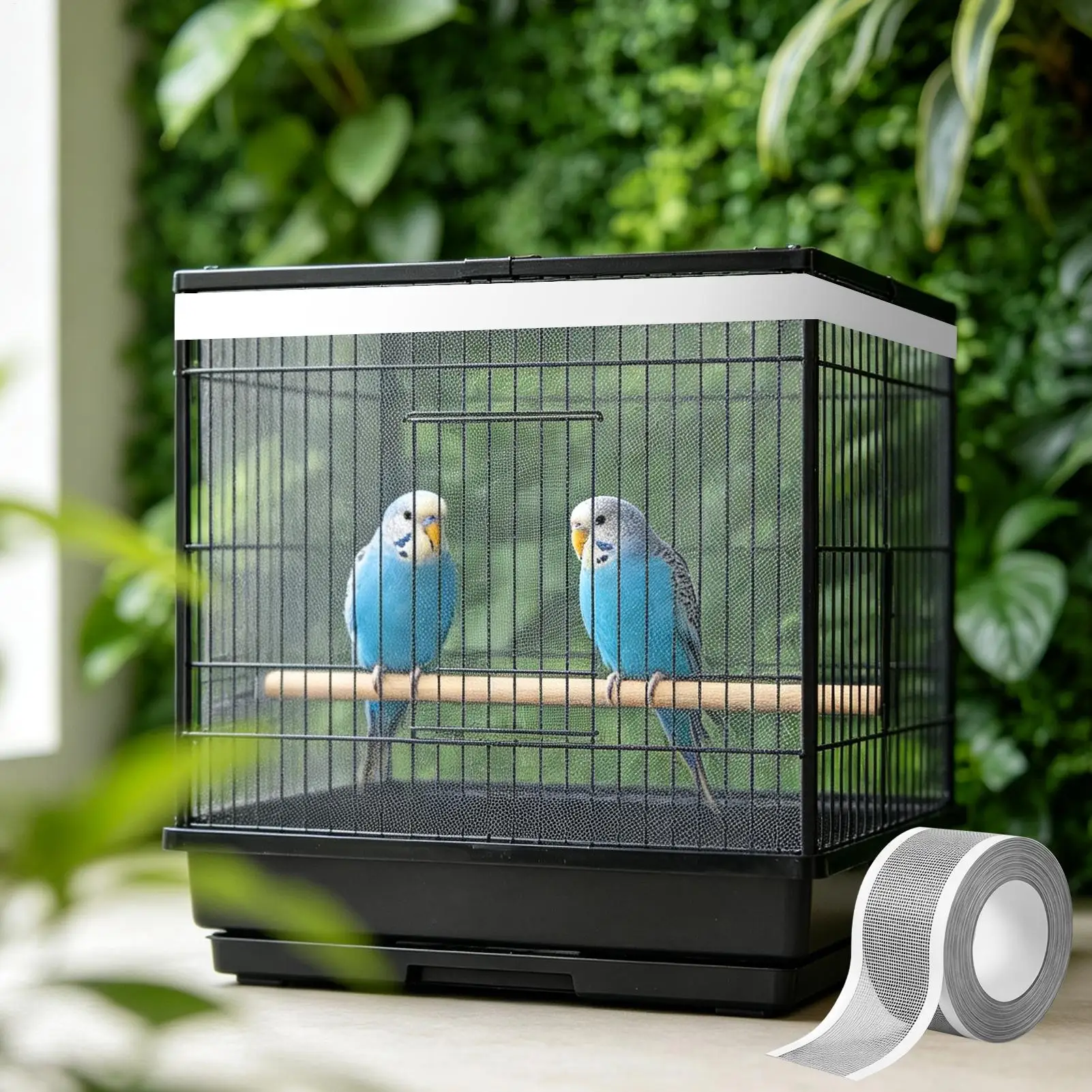1PC Bird Cage Seed Catcher Mesh Net Self-Adhesive Cuttable Breathable Anti-Splatter Guard Wrap Cover Parrot Feathers Accessories