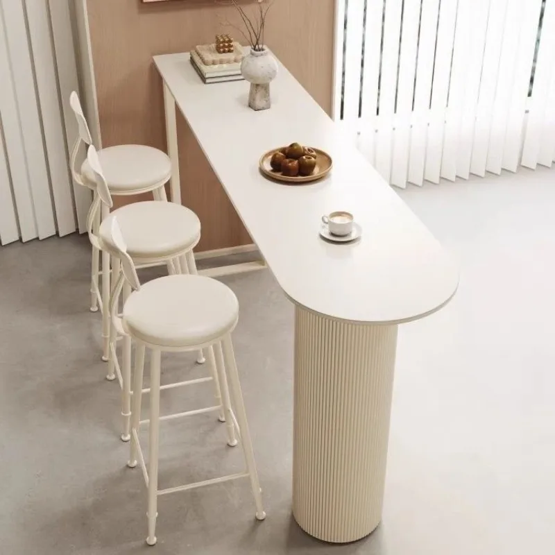 

Light luxury rock slab table household living room kitchen partition bar balcony against the wall pass small apartment