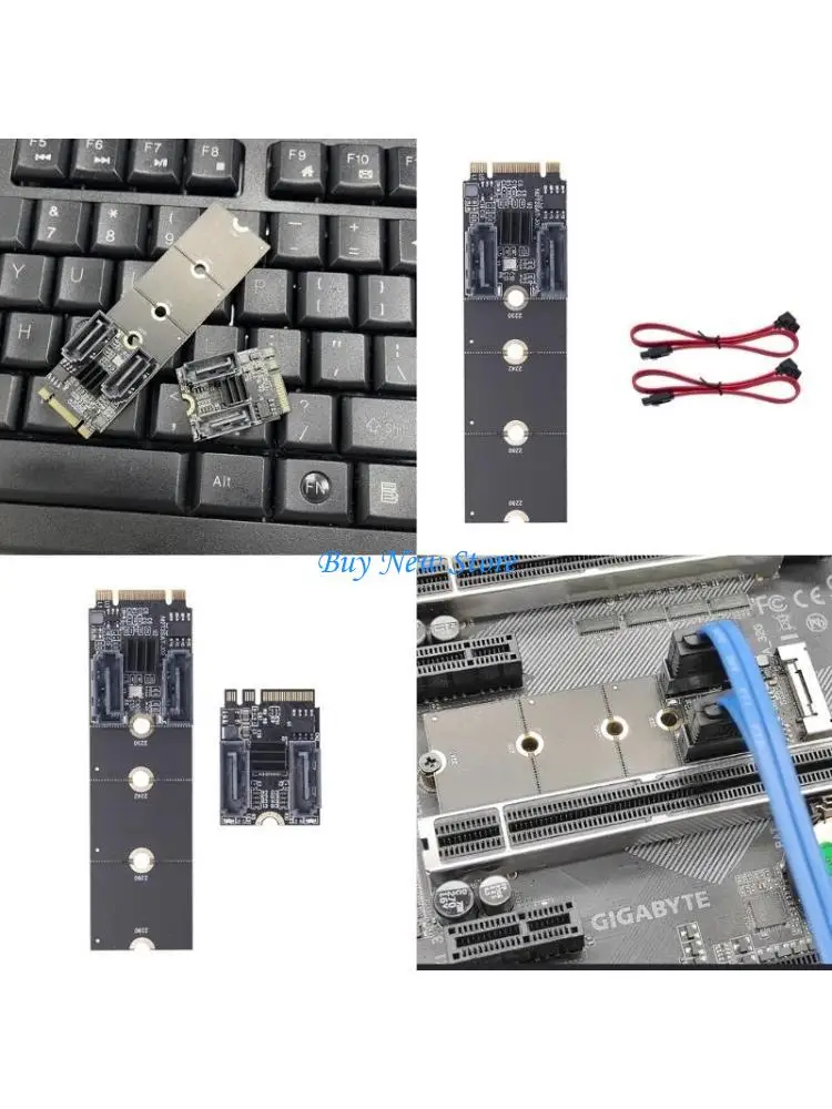 

20CE NVME to 6 Ports Adapter M.2 to Adapter M 6Gbps SSD to SATA3 Expansion Card With Cables For Desktop