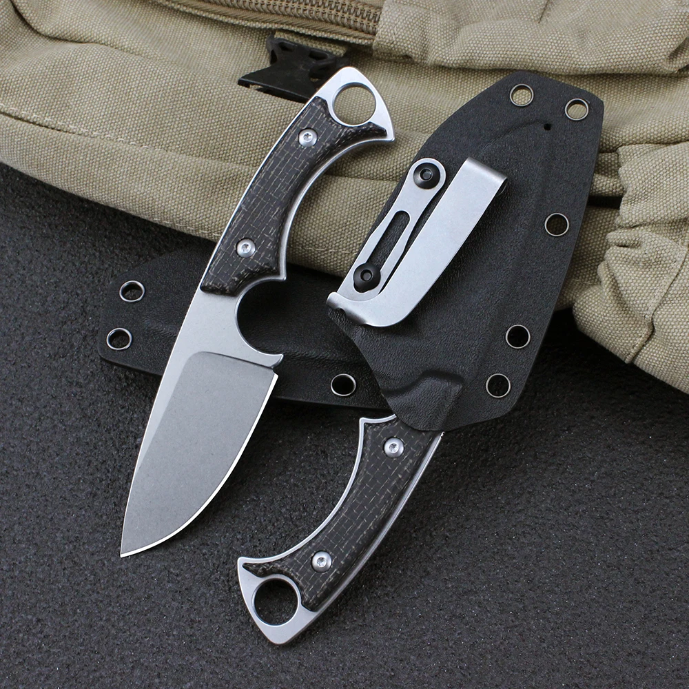 Tactical Fixed Blade Knife Wilderness Professional Survival Hunting Knives with Kydex Sheath Case D2 Steel Outdoor Combat Knife