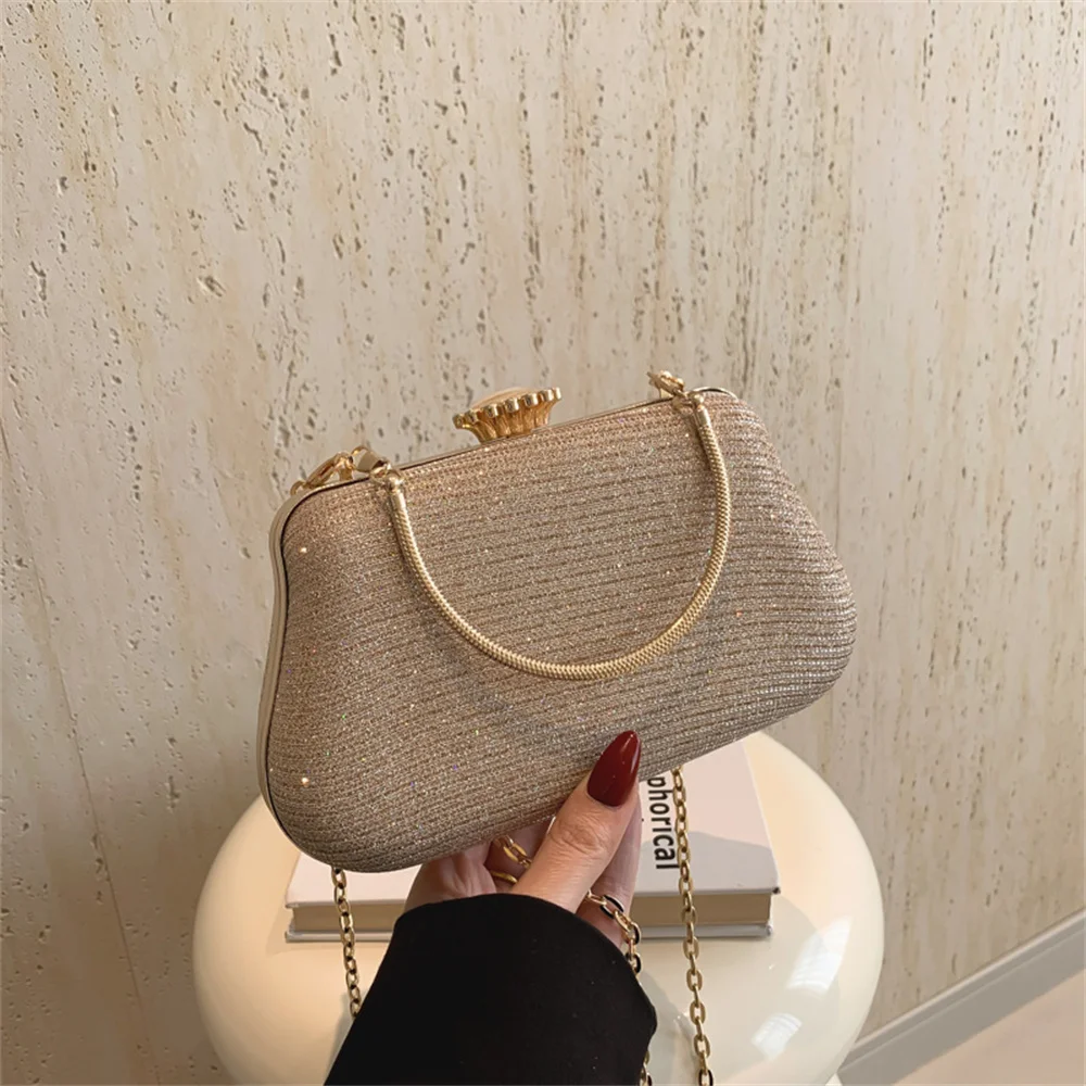 Elegant Evening Clutch Bag Women Fashion Chain Shoulder Crossbody Bags Luxury Rhinestones Party Dinner Handbag Glitter Bling Bag