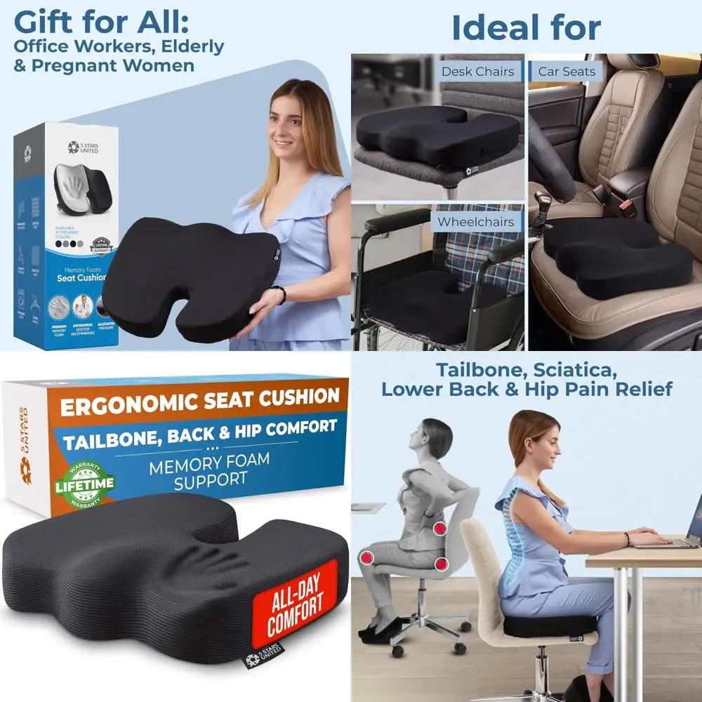 

Мягкое офисное кресло для снятия боли в копчике, поддержки хвостового костя, облегчения при ишиасе - идеально подходит для игр, использования в инвалидных колясках, автомобилях и на рабочем столе, B