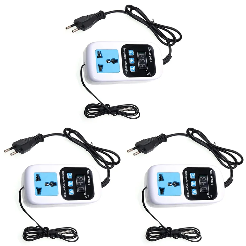 

ABYO 3X XK-W2001 Цифровой регулятор температуры Розетка переменного тока 110-220 В Термостат Регулятор Розетка с датчиком NTC Вилка европейского стандарта