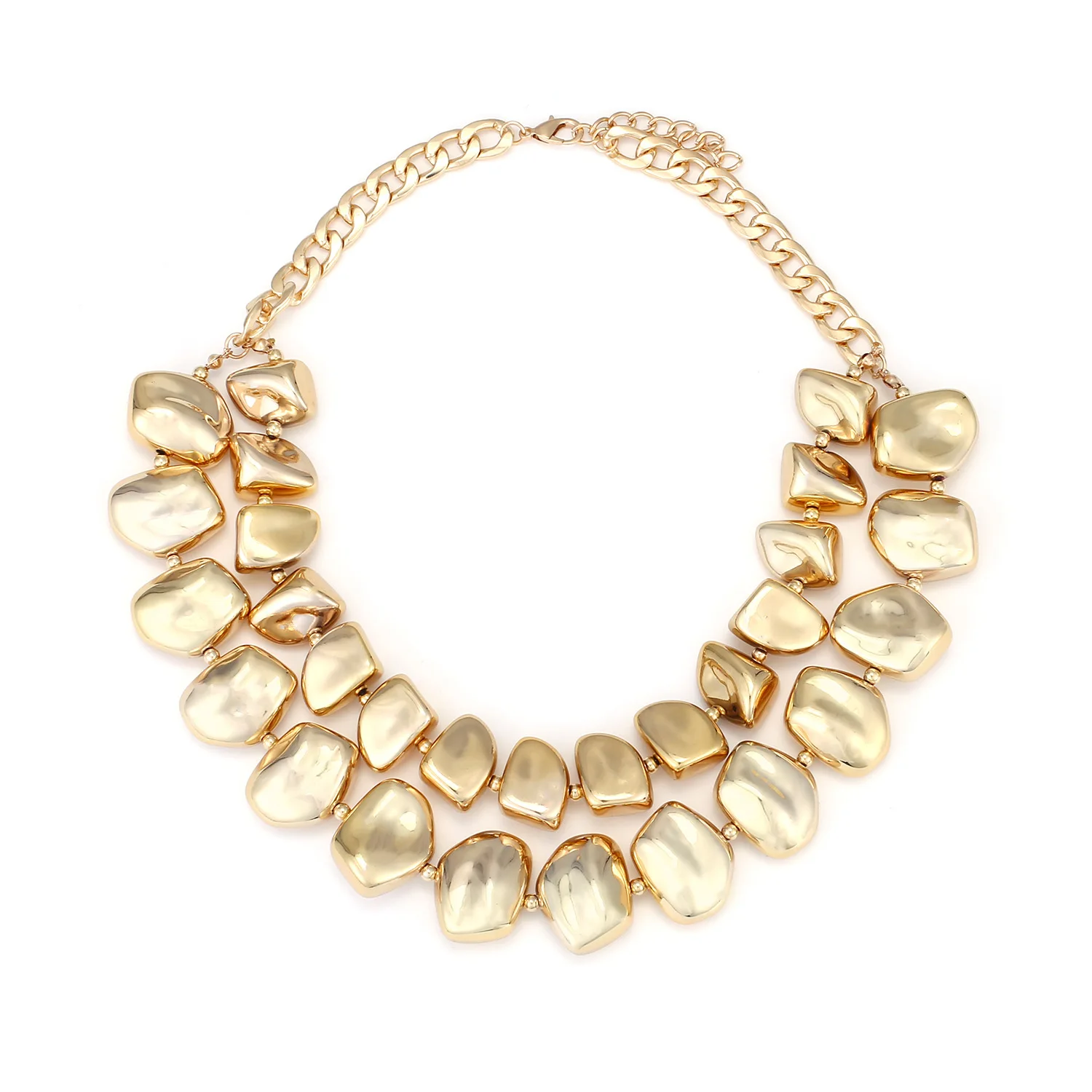 

Vintage Exaggerated Design CCB Beaded Choker Necklace for Women Irregular Chunky Geometric Necklaces Jewelry Neck Accessories