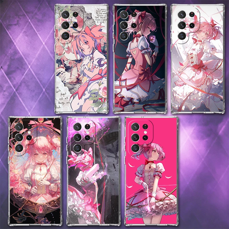 Madoka Magica Anime Soft Phone Case For Samsung Galaxy S26 S25 Edge S24 S23 Ultra S21 S20 FE S22 Plus + Pattern Back Cover