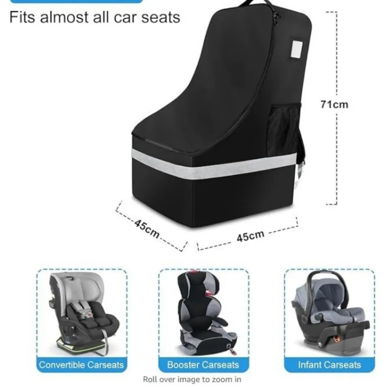 Mochila de viaje para asiento de coche, diseño de mochila acolchada de ajuste Universal para asientos de coche infantiles/reforadores, viajes familiares, duradera y plegable