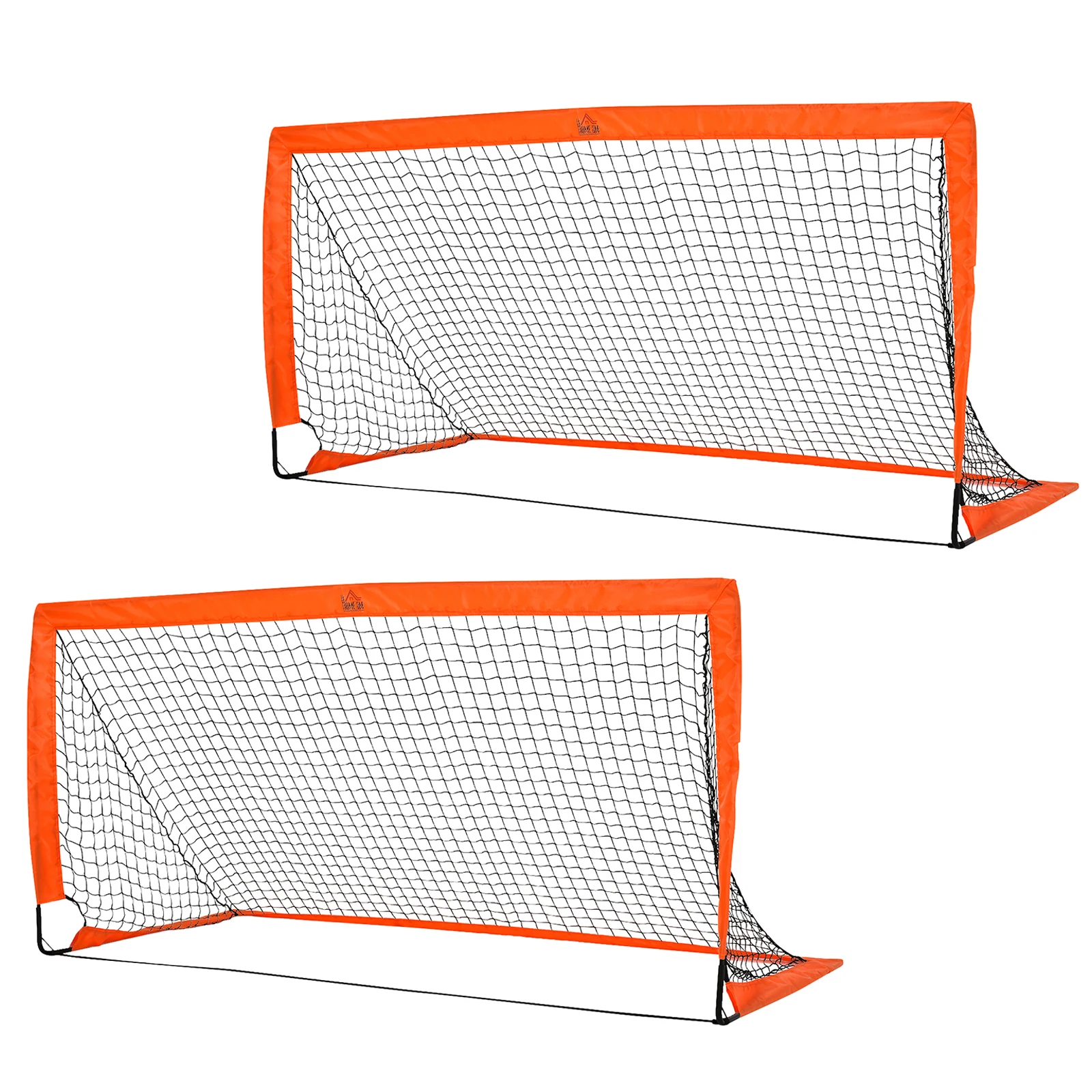 HOMCOM football Gates filet de football Lot de 2 Mini Gates Tissu Oxford pliable Orange