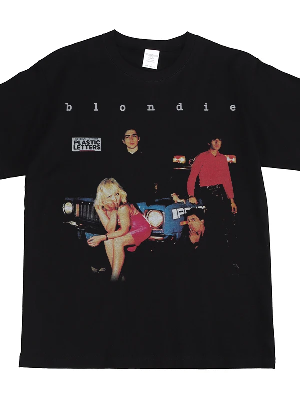 Blondie Rock Band Digital Print American Streetwear Hip Hop Retro Cotton Short Sleeve T-Shirt Unisex Summer Casual round Neck