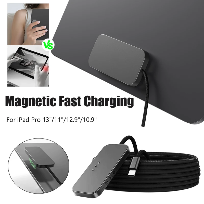 

For iPad Pro 13"/11"/12.9"/10.9" Magnetic Wireless Charger Fast Charging Smart Connector Charger Charging Pad W/USB-C Cable