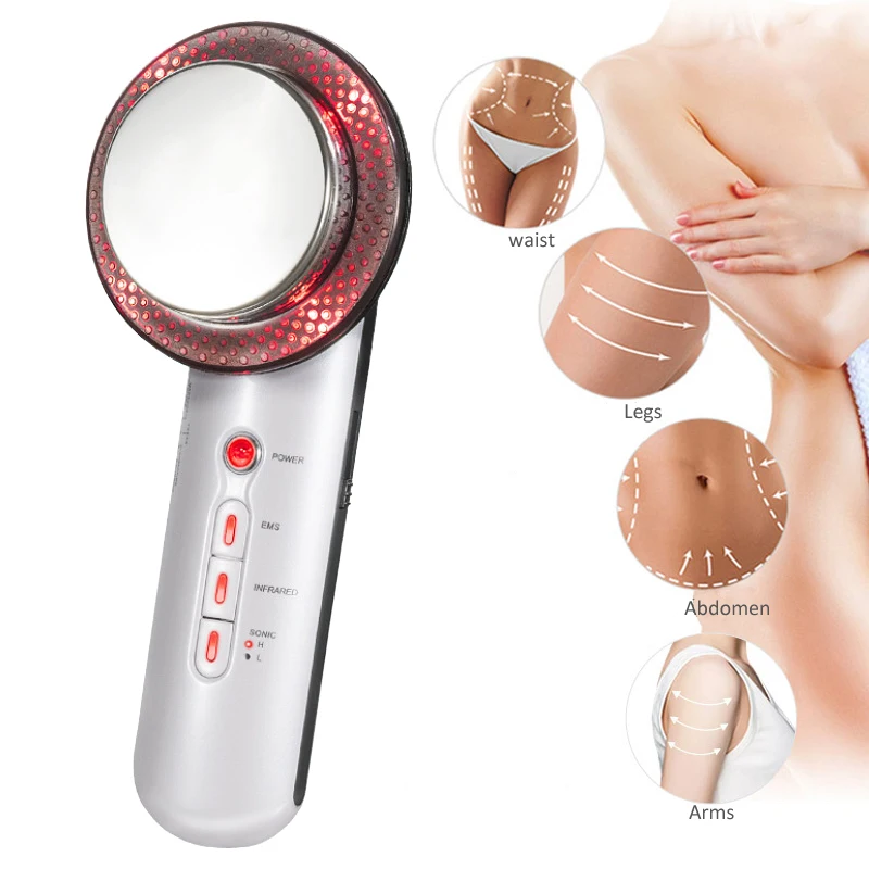 3 in 1 Facial Lifting EMS Infrared Ultrasonic Body Massager Device Ultrasound Slimming Fat Burner Cavitation Face Beauty Machine