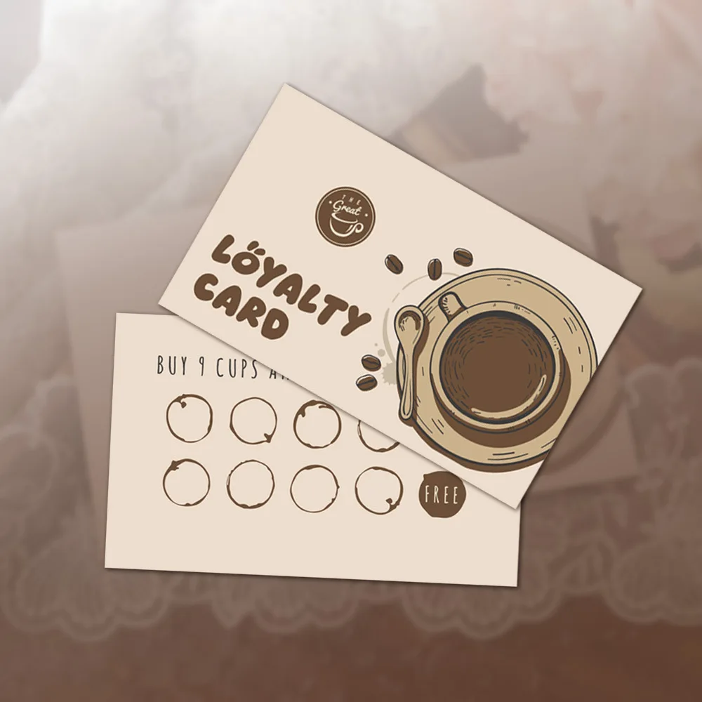 30 قطعة بطاقة الولاء القهوة مزدوجة الوجهين مقهى بطاقة الخصم بعد البيع بطاقات ورقة بطاقات الأعمال للعملاء تكرار