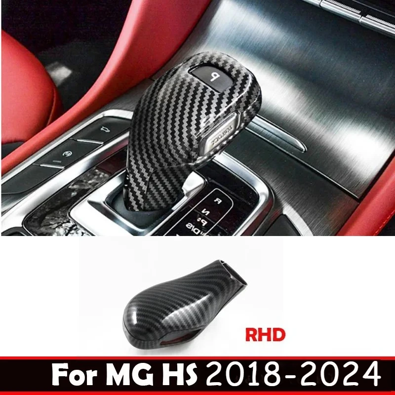 

RHD For MG HS 2018-2024 ABS Carbon Fibre gear shift knob Button Frame Head Handle Knob Cover Handball Trim Interior Accessories