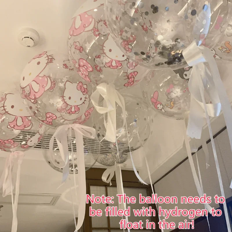 Kawaii Hello Kitty My Melody Cinnamoroll Printed Transparent Balloon Cartoon Birthday Party Wedding Decoration Kids Gift Toys