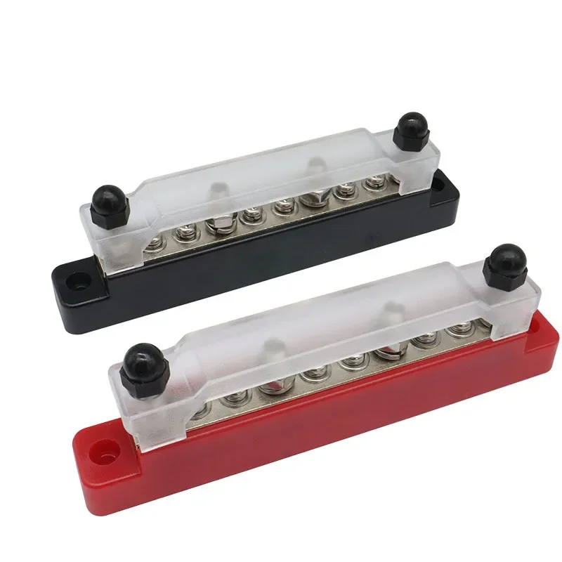 10 Way Bus Bar Terminal Block 12V/48V Power Distribution Terminal Block with Cover Heat Shrink Tubing