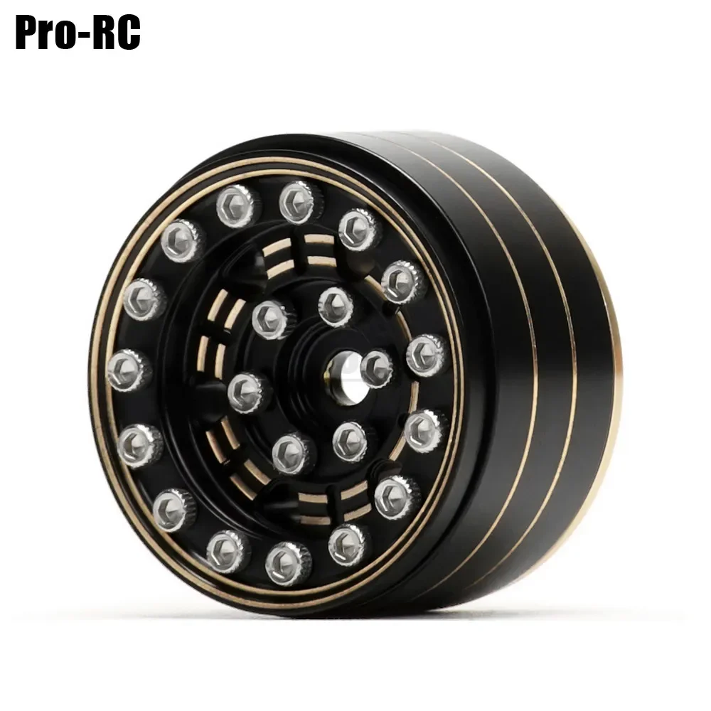 4 szt. Powlekane mosiężne felgi Beadlock 1.0\" z głębokim tarczem pasujące do 1/24 Mini Axial SCX24 FCX24 Enduro24 Część do samochodu RC