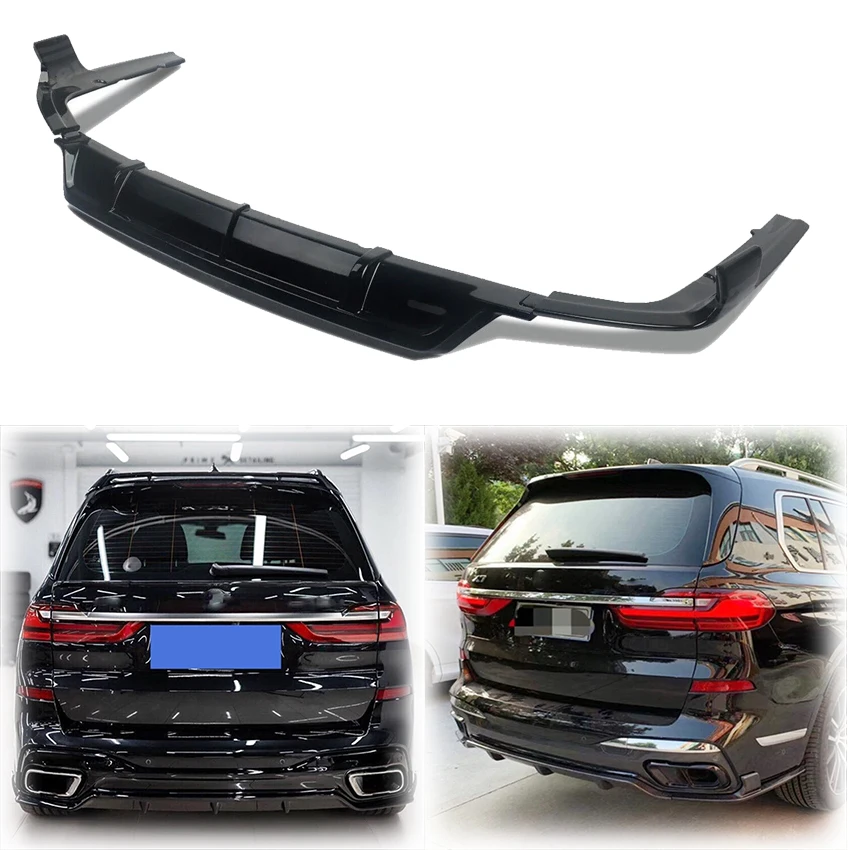 

3PCS 2020 2021 2022 2023 2024 For Bmw X7 G07 M Sport MP Style Rear bumper Lip Diffuser Splitter Spoiler By ABS Gloss Blalck
