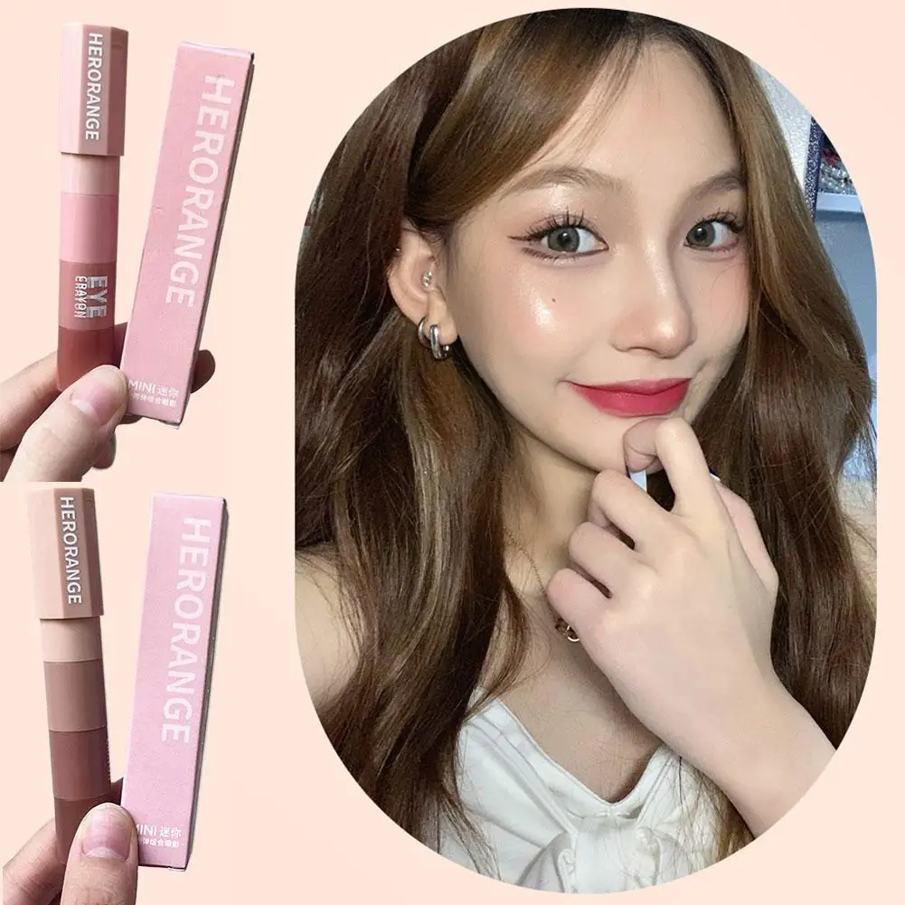 Four-colour Lazy Eyeshadow Stick Highlighting And Contouring Eyeshadow Blush All-in-one Makeup Stick Pearlescent Fine Flash