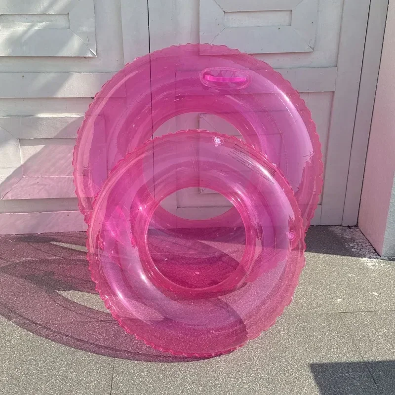 Letni basen nadmuchiwane zabawki z uchwytem przezroczyste koło do pływania na plaży park wodny pływające koło na zewnątrz nadmuchiwane zabawki z PVC