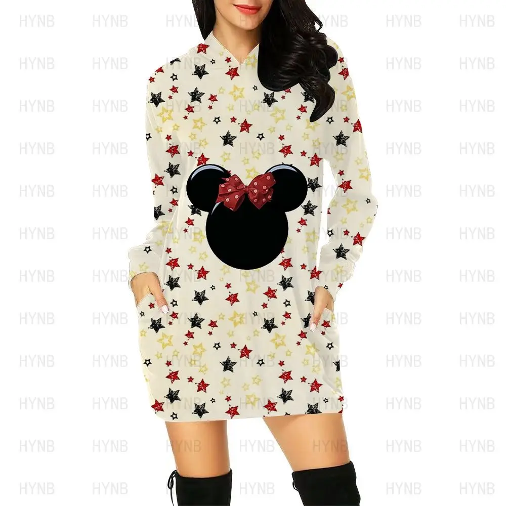 Prom Dresses Hoodie Korean Fashion Long Sleeves Sweater Dress Elegant Women\'s Party 2022 Minnie Mouse Kawaii Disney Sexy Mickey