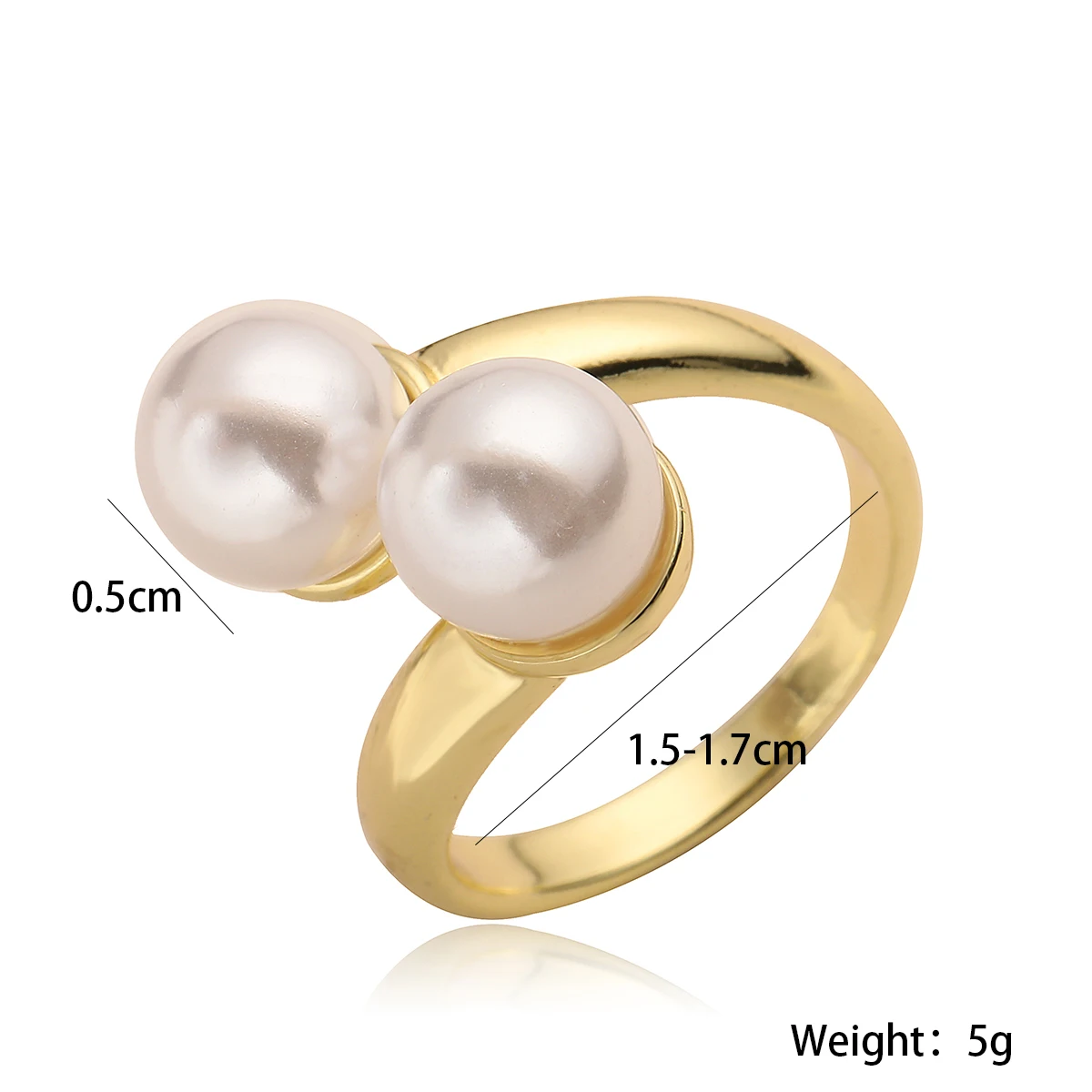 NEWBUY Delicate Gold Color Imitation Pearl Wedding Ring For Elegant Women