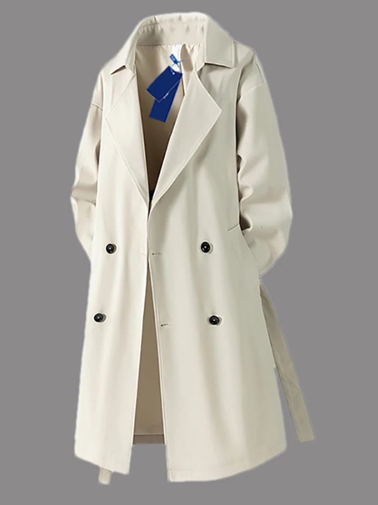 

Trendy American Retro Mid-Length Men's Overcoat Lightweight Luxury Spring Autumn New Sle Casual Knee-Length Coat