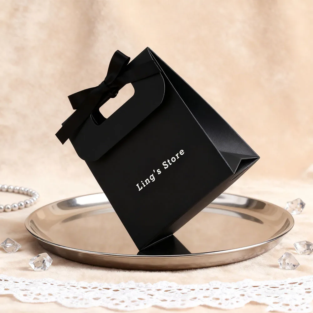 20 قطعة شعار شخصي مجوهرات الملمس مقبض حقيبة 14.5x15.5x7.5 سنتيمتر Bowknot الشريط حقائب مستحضرات التجميل العطور هدية صغيرة المنظم #1