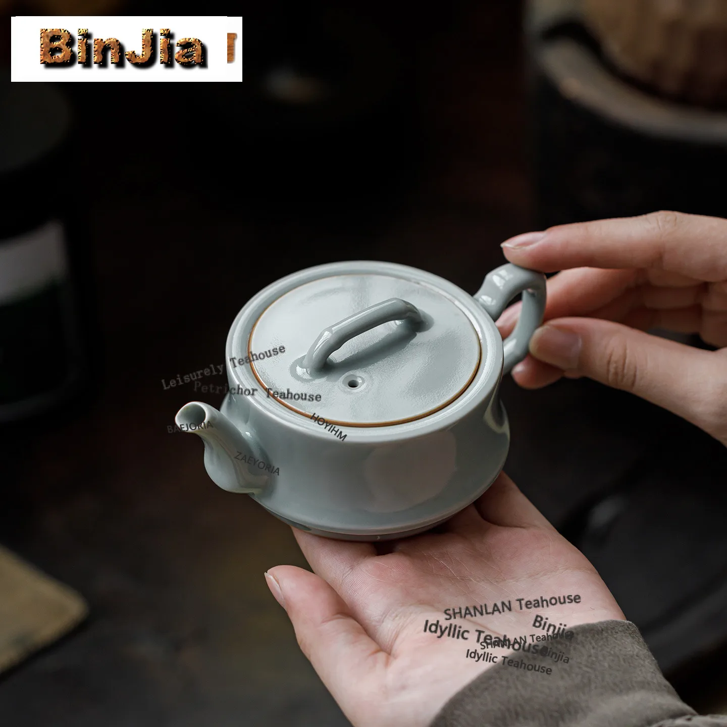 BAEJORIA 120ml Sky-blue Ru Kiln Teapot Japanese Tea Infuser Pot Household Tea Brewing Kettle With Ball Hole Green Tea Cha Craft