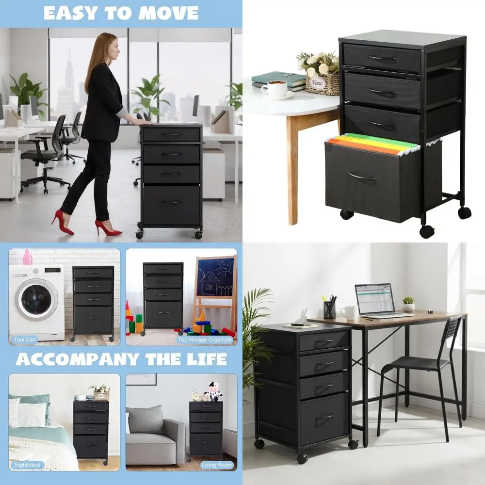 

Мобильная металлическая тележка с 4-х ярусным тканевым шкафом для документов формата А4/Letter, органайзер для хранения под столом для домашнего офиса